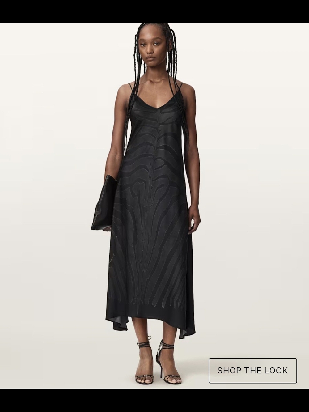 AllSaints Leona V Neck Maxi Slip Dress 0 Zebra  $239 Soldout